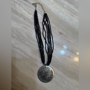 Elegant Black and Silver Pendant Necklace
